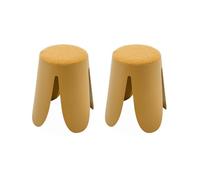 Alice's Home - Set de 2 tabourets empilables moutardes. Bouclette texturée. Niki. Ø30 / 44 x H46cm