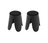 Alice's Home - Set de 2 tabourets empilables Noirs. Bouclette texturée. Niki. Ø30 / 44 x H46cm