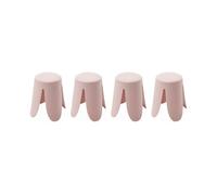 Alice's Home - Set de 4 tabourets empilables Rose pâle. Bouclette texturée. Niki. Ø30 / 44 x H46cm