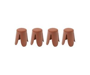 Alice's Home - Set de 4 tabourets empilables Terracotta. Bouclette texturée. Niki. Ø30 / 44 x H46cm