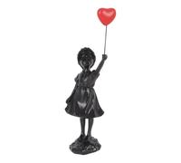 Alide Jolie fille avec ballon en résine, sculpture pour décoration d'intérieur, figurine de fille avec ballon en forme de cœur rouge, sculpture d'art moderne pour décoration de table et de