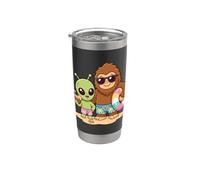 Alien Bigfoot Beach Vacation, amis cryptiques drôles Gobelet isotherme en acier inoxydable double paroi