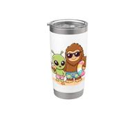 Alien Bigfoot Beach Vacation, amis cryptiques drôles Gobelet isotherme en acier inoxydable double paroi