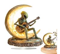 Alien Garden Statue, Boho Alien Decor, Alien Figurine Sculpture, Alien Desk Decor, Acrylic Alien Decor, Moon Guitarist Figurine, Collectible Alien Statue, Acrylic Sculptures for Home, Alien Coffee Tab