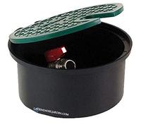 Aliespain - Bouche d’arrosage circulaire avec robinet de 3/4" et porte-clés, couvercle de 21 cm, hauteur de 11,5 cm et base de 18,5 cm Avec valve manuelle de 3/4".Corps noir et couvercle vert.