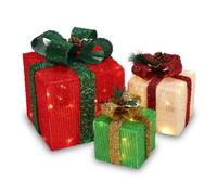 Alightup - 3PCS Coffret Cadeau Illuminé avec Lampe LED,Boîtes Cadeaux de Noël LED Décoration de Noël，20 /13.5/11cm