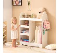ALIGHTUP armoire pour enfants avec 3 étagères ouvertes, crochets, portemanteau pour enfants avec portemanteau, blanc