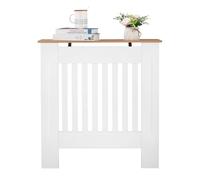 Alightup Cache Radiateur en MDF Peint - Couvercle Design Armoire | avec Lattes en Bois et Grille Étagère Supérieure - Dimensions 71 x 17 x 80.5 cm pour Salon et Chambre