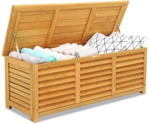 ALIGHTUP Coffre de jardin en bois 178 L, coffre de rangement pour jardin, balcon, véranda, coffre-banquette 121 x 44,5 x 44,5 cm