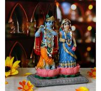 alikiki Cadeau de Mariage Indien Radha Krishna - 14,5 cm H Radha Krishna Statue Murti Idol Figurine pour Couple Indien Pooja Murti Article autel sanctuaire méditation Yoga décoration spirituelle