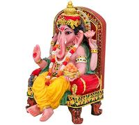 alikiki Figurine de Dieu Hindou Ganesh - Idole Indienne Assise Seigneur Ganesh Statue Inde Murti Article Ganpati Maison Bureau Temple Mandir Autel Pooja Cadeaux Diwali Puja