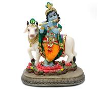 alikiki Statue du Dieu Hindou Krishna - 14,5 cm de Hauteur - Idole de l'Inde Krishna - Sculpture Cadeau pour Amis Indiens, Famille, Homme, Femme, Pooja Murti, Article d'autel, méditation, Yoga,