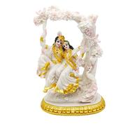 alikiki Statue du Dieu Indien Radha Krishna - 17,9 cm H - Idole de l'Inde Radha Krishna - Cadeau de Mariage Indien - Cadeau Hindou pour Couple - Murti - Maison ou Bureau - Temple Mandir Pooja -