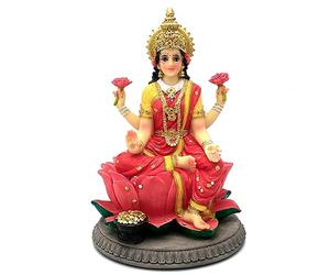 alikiki Statue Indienne de la déesse Laxmi - 22,5 cm de Haut, Idole hindoue, Sculpture Lakshmi, Cadeau de Diwali pour décoration Indienne Pooja pour Maison, Bureau, Temple, autel, puja, Pendaison de