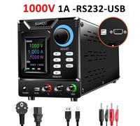 Alimentation à découpage haute tension - Alimentation de laboratoire CC programmable - 0–1000 V - 0–1 A - USB et RS232 - Sortie unique - 50/60 Hz
