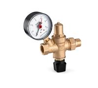 Alimentation automatique 1/2" jaune avec manomètre | Groupe de remplissage en laiton pour chaudière et systèmes thermiques | Vanne réductrice de pression