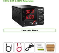 Alimentation de laboratoire CC - 30 V 5 A Mini - Affichage LED - Réglage fin/grossier - USB 5 V 2 A - CV/CC - Ventilateur intelligent - Rouge