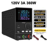 Alimentation de laboratoire CC - Bloc d'alimentation de table - Plage de tension 0–120 V - Courant 3 A - Puissance 360 W - Entrée CA 220 V - Écran LCD - Noir
