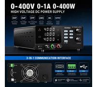 Alimentation de laboratoire DC – Alimentation de laboratoire réglable, modèle de table – 0 à 400 V, 0 à 1 A, 0 à 400 W – Protection OCP/OVP – Interface RS-232/RS-485/USB – Mémoire M1-M3