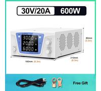 Alimentation de laboratoire réglable - Alimentation continue de laboratoire - 30V 20A - Sortie unique régulée - Puissance supérieure à 500W - Prise secteur EU 220V