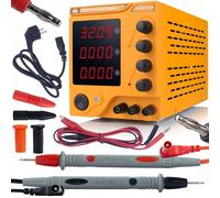 Alimentation de laboratoire Rosfix 32 V 10 A avec affichage numérique – Réglage de la tension et du courant | Kit avec câbles de mesure de 100 cm