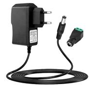 Alimentation LED 12V 2A, Transformateur Entrée AC 100-240V 50/60Hz Universelle Adaptateur Secteur, Prise EU Chargeur Jack 5.5 x 2.1 mm avec Fiche DC pour Bandes LED, CCTV Caméra, TV Box, Routeurs