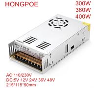 Alimentation LED DC 5V 12V 18V 24V 36V 48V 360W 400W, transformateur de Source d'alimentation à découpage 100-240V AC DC SMPS 24V 15A 360W