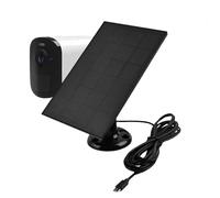 Alimentation solaire externe pour caméra, chargeur mural avec support | Kit solaire étanche IP66 avec cordon 120 cm et fixation rotative pour supervision extérieure Noir