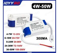 Alimentations externes monochromes non isolées 4-7W 8W 8-24W 24-36W 36-50W 300 mA, adaptées aux adaptateurs de transformateur LED 36-50W 108-200V