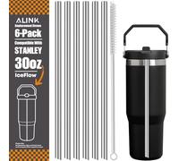 ALINK Lot de 6 pailles en acier inoxydable - Compatibles avec Stanley Iceflow - 86 g - Réutilisables - Pour Stanley Ice Flow - 183 g - Cup Lid Only - Plus Straw Cleaner Brush