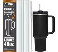 ALINK Lot de 6 pailles réutilisables, en plastique, compatibles avec les gobelets Stanley Adventure, de voyage, de 100 ml, transparentes