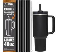 ALINK Lot de 6 pailles réutilisables, en plastique, compatibles avec les gobelets Stanley Adventure Travel de 100 ml, noires