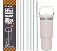 ALINK Stanley Iceflow Paille de rechange, 850 ml, réutilisable, transparente, compatible avec les pailles Stanley IceFlow Flip avec brosse de nettoyage pour paille Stanley (uniquement compatible avec