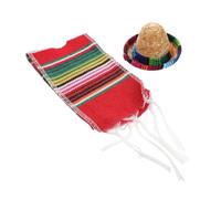 Alipis 1 Ensemble Décorations de Bouteille pour Mexicaine Ensemble de Chapeau Mini Sombrero Écharpe Rayée pour Accessoires de Décoration de Bouteille Adorable