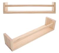 Alipis 2 Pièces Étagère Murale Flottante en Bois Kaki | Lignes Nettes, Texture Délicate, Effet Visuel Moderne, pour Cafés, Vitrines, Maquillage et Horloges