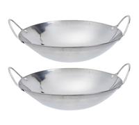 Alipis 2 Pièces Wok en Acier Inoxydable, Petite Casserole | Métal Argenté, Résistant à Chaleur, Antidérapant, , Longue Durée de Service