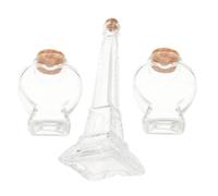 Alipis 3 Pièces Ensemble de Bouteilles en Verre Transparent de Cœur Bouchon en Liège pour Cérémonie de Sable, Projet Artistique DIY et Souvenir Mémorable, Taille 8x6x4 Cm, Mariage
