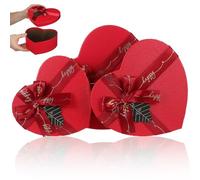 Alipis 3 Pièces Lot de Boîtes Cœur Rouge avec Couvercles, Tailles Petite, Moyenne et Grosse, Coffrets à Friandises pour Saint-valentin, Anniversaires et Emballage Cadeau Romantique