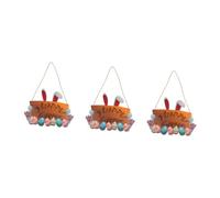 Alipis 3 Pièces Pendentif En Bois De Lapin Manger Signe Décoration Murale Tenture Murale Cintre De Couronne Décoration D'époque Couronne Pour Porte D'entrée Décoration De Salon