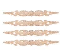 Alipis 4 Pièces Applique en Bois Caoutchouc Khaki Décorative pour Meubles, Finition Soignée et Robuste, Style Classique Élégant pour Décoration Intérieure et Ameublement