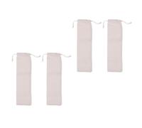 Alipis 4 pièces Étui de Rangement pour Pailles Inox avec Cordon de Serrage Pochette en Lin Épais Beige Lot Pratique et Écologique pour Transport Facile