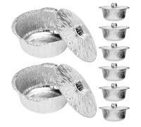 Alipis 8 Pièces Plat en Cocotte Jetable en Aluminium Rond 2000ml avec Couvercle Argenté Portable pour Cuisson, Barbecue et Voyage Pratique