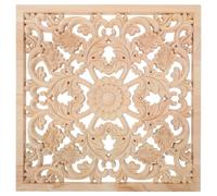 Alipis Applique D'armoire en Bois Sculpté Carré, Style Français Vintage | Incrustation Décorative Ajourée, Grain Marron, pour Tête de Lit et Cheminée, Pose Simple DIY