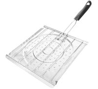 Alipis Argenté Grille de Barbecue Pliable, 1 Pièce, en Acier Inoxydable | Revêtement Poignée Plastique Résistante, Surface Perforée, pour Cuisson au Charbon et Feu de Camp