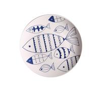 Alipis Assiette en Céramique Finition Glacée Peinte à Main, 8 Pouces | Vaisselle Artistique Brillante, Motif Poisson, Usage Domestique, Pièce Unique, Style Décoratif pour Table