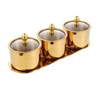 Alipis Boîte à Épices Ronde en Acier Inoxydable avec Couvercle et Cuillère, 3 Compartiments, Design Élégant et Étanche pour Décoration Cuisine et Comptoir