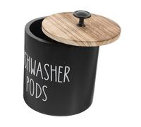 Alipis Boîte de Rangement Élégante Boîte à Dosettes Ronde en Bois avec Couvercle Sécurisé Plusieurs Styles pour Capsules de Lessive, Cuisine et Buanderie