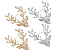 Alipis Broche Épingle Décorative en Alliage Or et Argenté, 4pcs, Motif Élan Élégant, Confortable à Porter, pour Soirées de Mariage