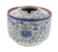 Alipis Cendrier de Style Chinois en céramique avec Couvercle, Profond, Bleu, Anti-Projections, Facile à Nettoyer, pour Bureau et Maison, Usage intérieur