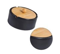Alipis Cendrier en Céramique Noir avec Couvercle, Design Créatif Anti-Vent | Base Plate, Format de Bureau, Décoration de Fête et Usage au Bureau